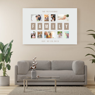 Toile Collage mural moderne de famille de 9 photos perso