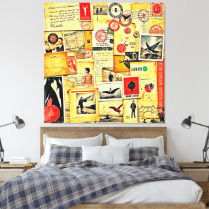 Toile Collage papier vintage