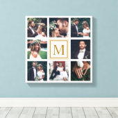 Toile Collage personnalisé 8 Mariage Photo Monogramme Or (Insitu (Plancher de Bois))