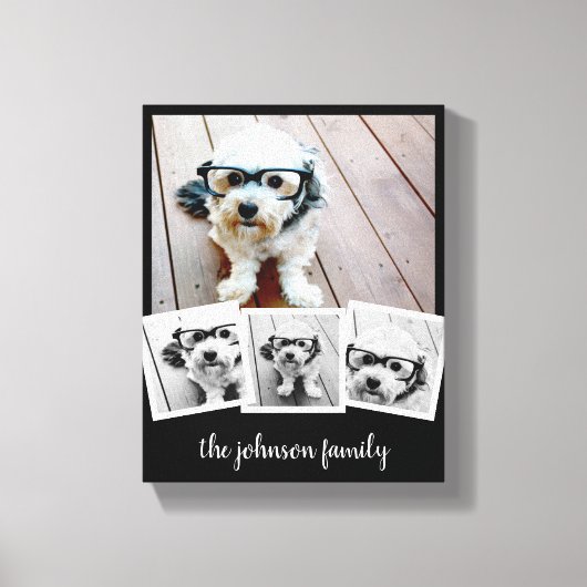 Toile Collage photo 4 tendance Nom du script noir blanc  (Recto)