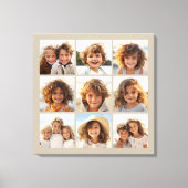 Toile Collage photo avec 9 photos carrés - Taupe (Recto)