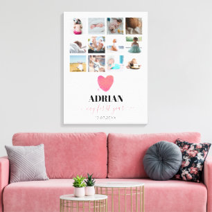 Toile Collage photo de la première année de bébé avec un