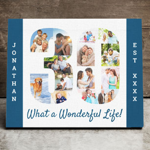 Toile Collage photo défini dans le numéro 30 Blue Whit