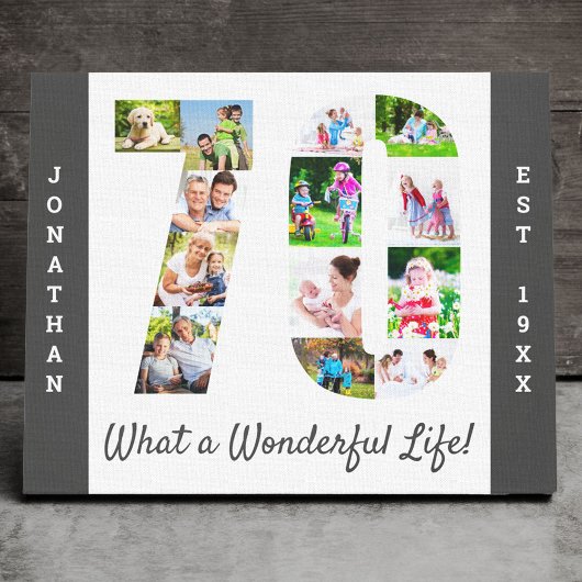 Toile Collage photo défini dans le numéro 70 gris blanc