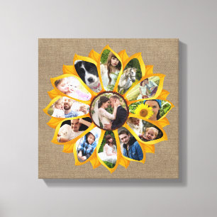 Toile Collage photo famille Sunflower Burlap 13 Photos F