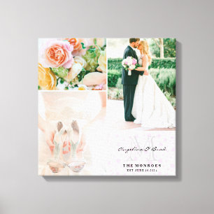 Toile Collage photo Mariage de monogramme rose personnal