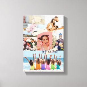 Toile Collage photo moderne Bonne carte d'anniversaire