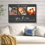 Toile Collage photo moderne You & Me Forever<br><div class="desc">Cette superbe toile murale présente un magnifique collage photo à trois images présentant des souvenirs chéris, orné du message sincère "Toi et moi, toujours et toujours". L'élégant design noir et blanc, combiné à un script exquis et à une typographie d'impression, crée une pièce sophistiquée et durable qui complètera n'importe quel...</div>