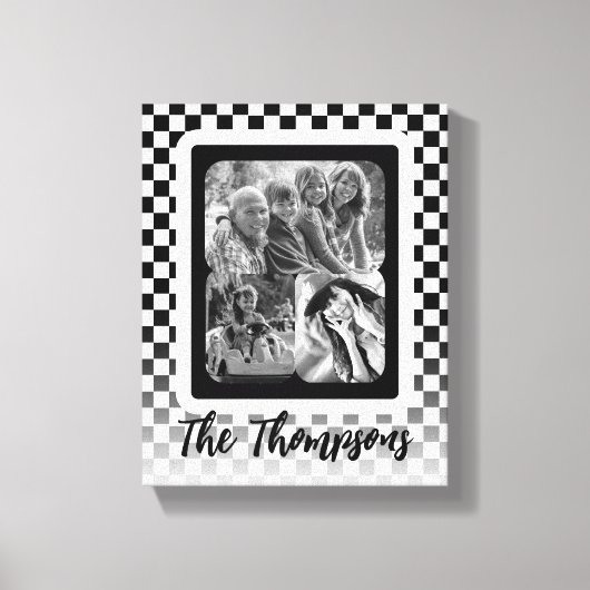 Toile Collage photo noir et blanc Nom de famille (Recto)