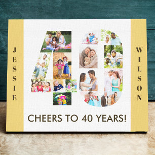 Toile Collage Photo Numéro 40 Neutre 40e Anniversaire