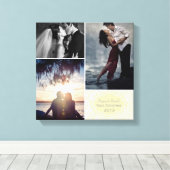 Toile Collage photo personnalisé First Christmas Damask (Insitu (Plancher de Bois))