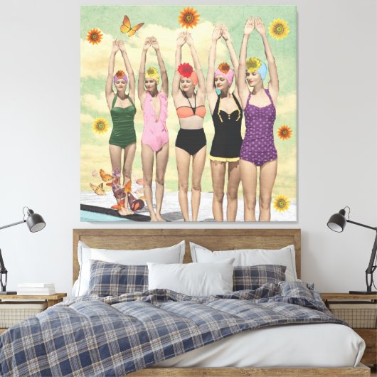 Toile Collage rétro de natation synchronisée (Insitu(Chambre))