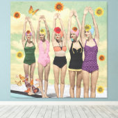 Toile Collage rétro de natation synchronisée (Insitu (Plancher de Bois))