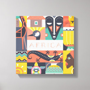 Toile Collage symbolique africain d'art