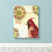 Toile Collaged Old Letters and Cardinal (Insitu (Plancher de Bois))