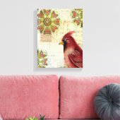 Toile Collaged Old Letters and Cardinal (Insitu(Salon))