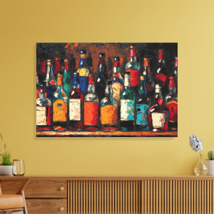 Toile "Collection de bouteilles de la étagère de bar" (S