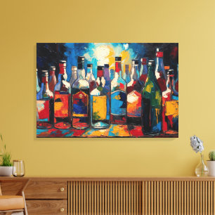 Toile "Collection de bouteilles de la étagère de bar" (S