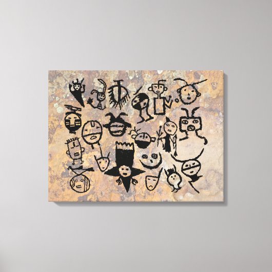 Toile collection de pétroglyphes Masques et têtes (Recto)