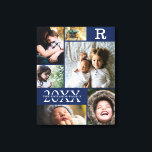 Toile Collection de photos de la famille de blocs de cou<br><div class="desc">Moderne Marine Bleu Couleur Bloc Famille 6 Photo Collage - avec nom de famille personnalisé, année, et lettre initiale, le tout arrangé dans une élégante grille. Ce design moderne et élégant présente 6 de vos propres photos magnifiquement. Disponible dans plusieurs coloris pour correspondre à n'importe quel décor de chambre. Fait...</div>