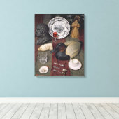 Toile Collection d'objets, y compris une tasse (Insitu (Plancher de Bois))