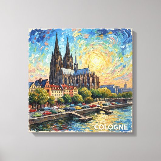 Toile Cologne Cathedral Riverside Glow Canvas Art (Recto)