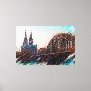Toile Cologne Panorama et Cologne Dom Artstyle