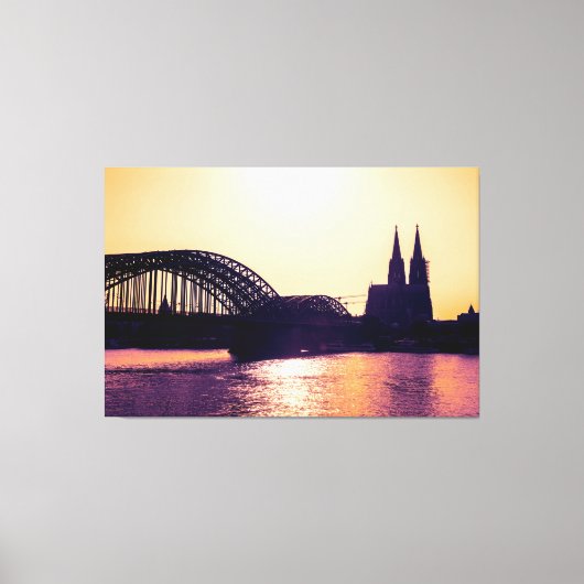 Toile Cologne Panorama Sunset avec cathédrale (Recto)