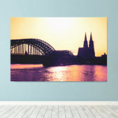 Toile Cologne Panorama Sunset avec cathédrale (Insitu (Plancher de Bois))