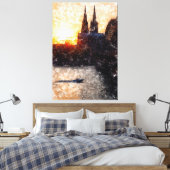 Toile Cologne Skyline avec Cologne Dom Sunset (Insitu(Chambre))