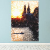 Toile Cologne Skyline avec Cologne Dom Sunset (Insitu (Plancher de Bois))