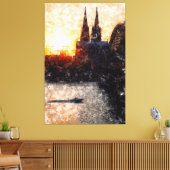 Toile Cologne Skyline avec Cologne Dom Sunset (Insitu(Salon))