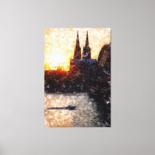 Toile Cologne Skyline avec Cologne Dom Sunset