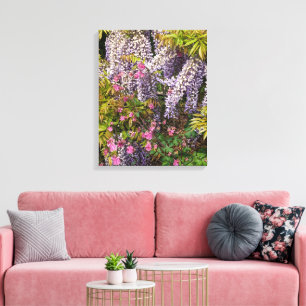 Toile Colonne rose et glycine violette Florale