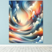 Toile Coloré Abstrait Paintbrush Motif Wavy (Insitu (Plancher de Bois))