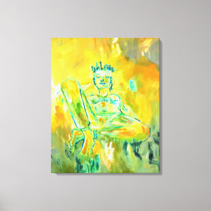 Toile Coloré Art Abstrait moderne Jaune Orange Vert