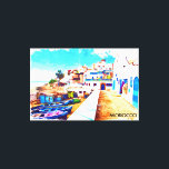 Toile Coloré Maroc Voyage Aquarelle<br><div class="desc">Venez vous déplacer dans les rues animées du Maroc avec nos produits aux motifs et couleurs typiques du Maroc. Cette oeuvre au design complexe capture l'essence des souks animés de Marrakech, la beauté intemporelle du désert du Sahara et les majestueuses montagnes de l'Atlas. Ornée de motifs marocains traditionnels, de travaux...</div>