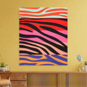Toile Coloré Retro Zebra Motif en bande 8 (Insitu(Salon))