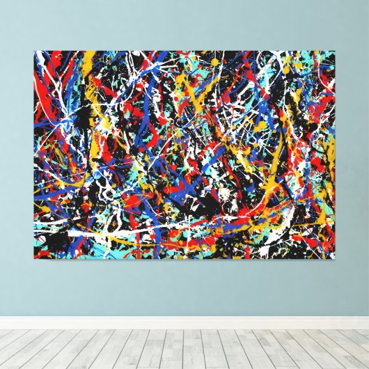 Toile COLORÉ SPLATTER LX - Peinture d'action -Abstrait- (Insitu (Plancher de Bois))