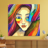 Toile Colorée Abstraite jolie fille Artsy (Insitu(Salon))
