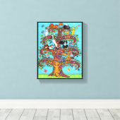 Toile Colorée Millefiori Tree mignonne Cartoon Chats Fle (Insitu (Plancher de Bois))