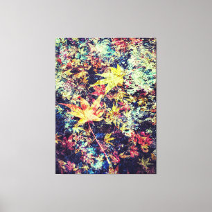 Toile Colorful Fallen Feuilles dans l'eau Abstrait