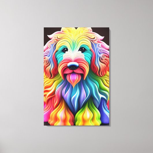 Toile "Colorful Goldendoodle Design Abstrait Vibrant (Recto)
