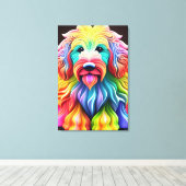 Toile "Colorful Goldendoodle Design Abstrait Vibrant (Insitu (Plancher de Bois))