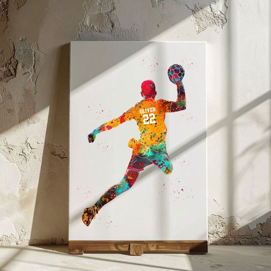 Toile Colorful Handball Player
