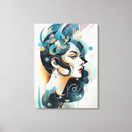 Toile Colorful Harmony: A Modern Abstract Woman Art (Recto)