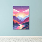 Toile Colorful Layered Mountain Sunset Landscape (Insitu (Plancher de Bois))