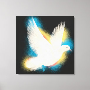 Toile colorful peace dovin watercolor