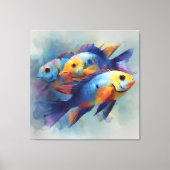 Toile Colorful Tropical Fish Triptych Canvas Wall Art (Recto)
