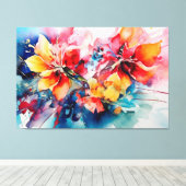 Toile Colorful Watercolor Flowers Vibrant Art (Insitu (Plancher de Bois))